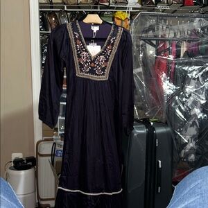 Elegant Dark Purple Embroidered Dress